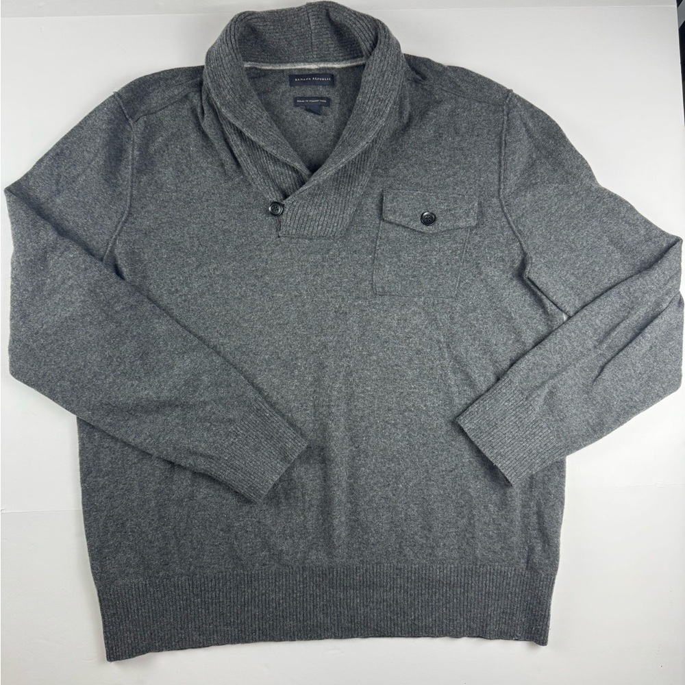 Banana Republic Men’s Shawl Collar single button popover wool blend sweater XL
